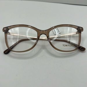 Tom Ford FT 5510 045 Shiny Transparent Brown Front, Rose Gold Temples
